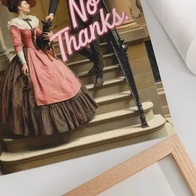 Poster historical costumes with pastel script accents