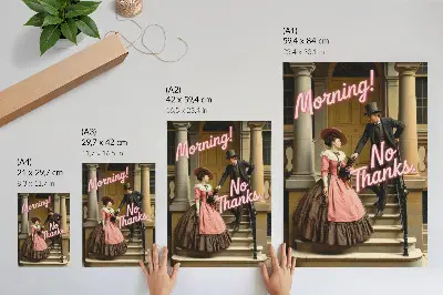 Poster historical costumes with pastel script accents