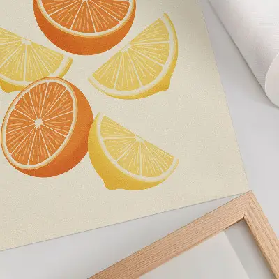 Art print with citrus motif in warm shades