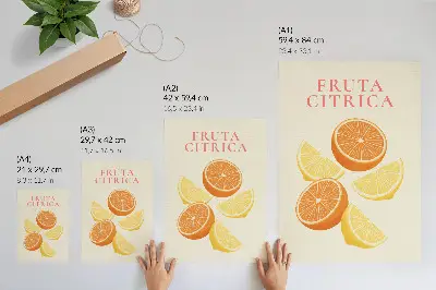 Art print with citrus motif in warm shades