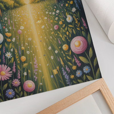 Decorative poster Forest path flowers sun freshness