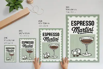 Art print with vintage style espresso martini graphics