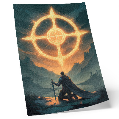 Decorative poster Enchanting landscape magical symbol knight