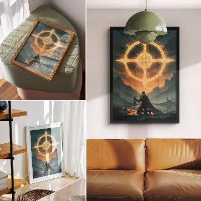 Enchanting landscape magical symbol knight decorative poster decorative wall art poster