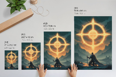 Decorative poster Enchanting landscape magical symbol knight
