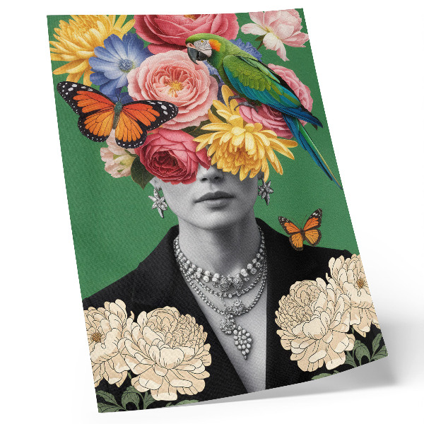 Poster Flowers, birds, butterflies, elegant figures, surrealism
