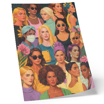 Premium wall art Colorful portraits of women with various fashion hairstyles.