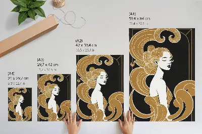 Decorative poster elegant woman with artistic lines