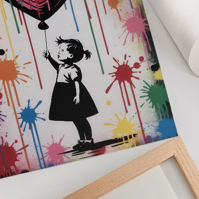 Poster Black and white figure with a colorful graffiti heart