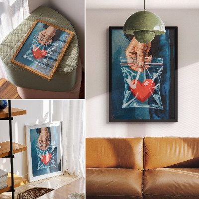 Art print Strong contrasts of red and blue, modern style