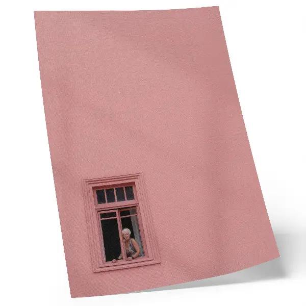 Pink wall with one window wall art premium print of a pink wall with a single window