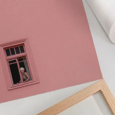 Pink wall with one window wall art premium print of a pink wall with a single window
