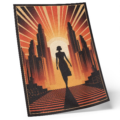 Poster City silhouette orange light woman