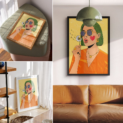 Premium wall art Pop art illustration with green hair