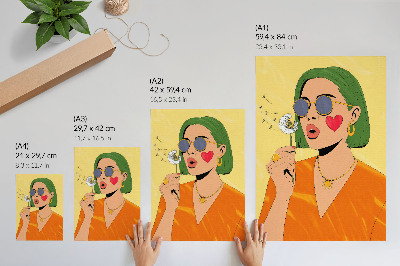 Premium wall art Pop art illustration with green hair