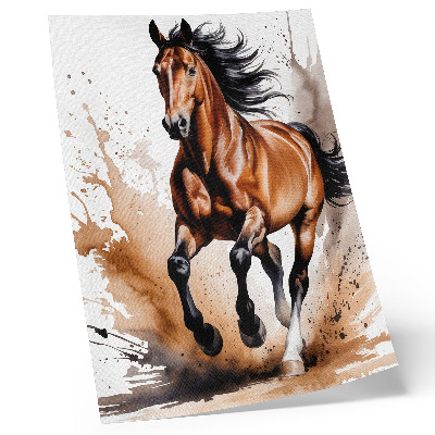 Poster Horses in motion with beige background spots