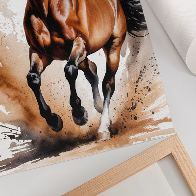 Poster Horses in motion with beige background spots