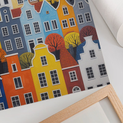 Poster Colorful tenement houses of different shapes and colors harmony