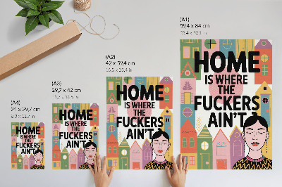 Premium wall art Colorful geometric houses face closed eyes