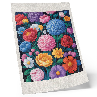 Decorative poster Colorful flowers green background illustration