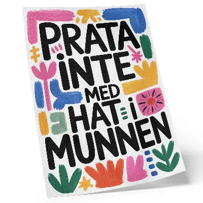 Poster black letters with colorful strokes in a modern style