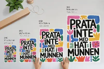 Poster black letters with colorful strokes in a modern style