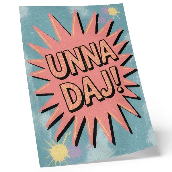 Art print with dynamic colors and contrasting lettering
