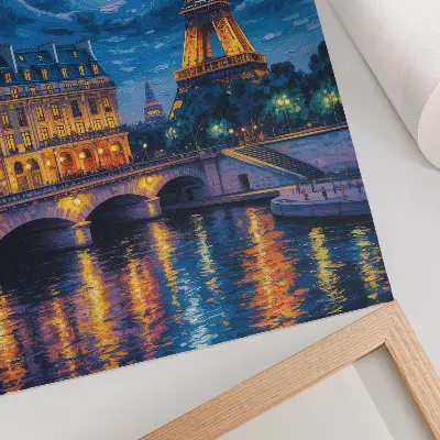 Premium wall art Paris at night with a full moon over the Eiffel Tower