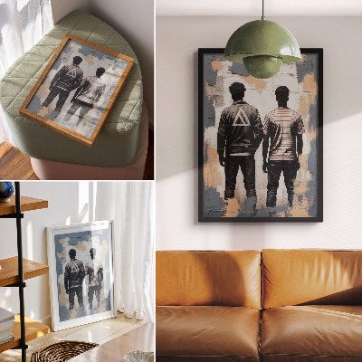 Decorative poster Two young people in a modern style
