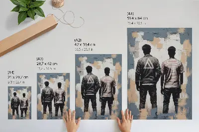 Decorative poster featuring two young people in a modern style