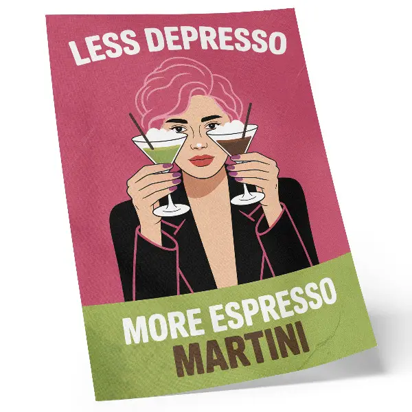 Poster with pop art contrasting colors in a dynamic style
