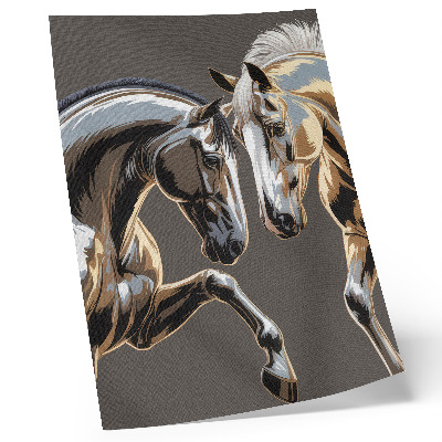 Art print Contrasting horses on a dark background