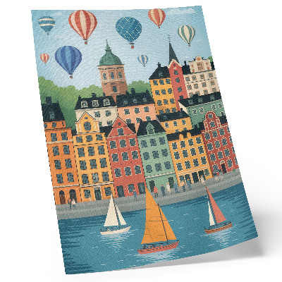 Premium wall art Tenement houses, balloons, sailboats, colorful atmosphere
