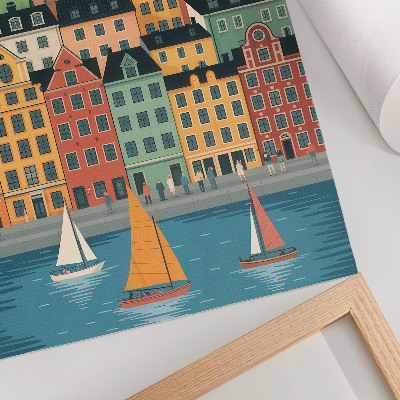 Premium wall art Tenement houses, balloons, sailboats, colorful atmosphere