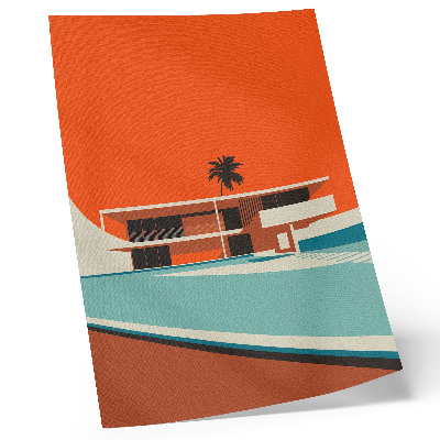 Decorative poster Villa Orange Sky Minimalist Composition