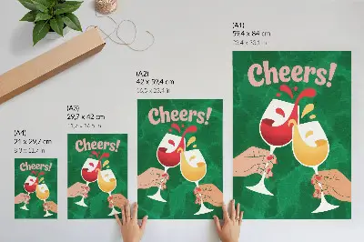 Premium wall art colorful glasses on a green background in a dynamic style