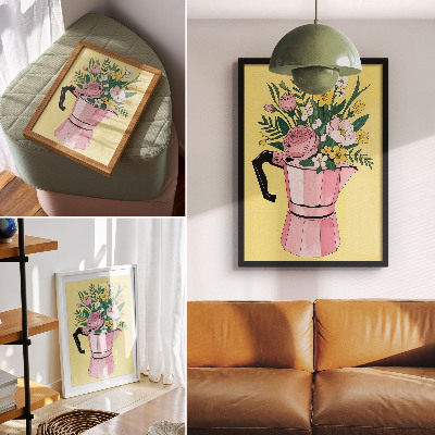 Premium wall art Modern illustration with a pink coffee pot