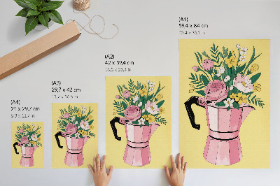 Premium wall art Modern illustration with a pink coffee pot
