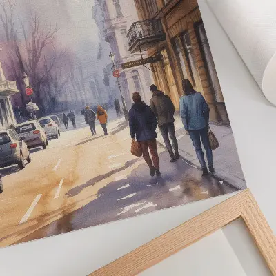 Poster city street with winter trees and a peaceful atmosphere