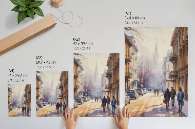 Poster City street winter trees peaceful atmosphere