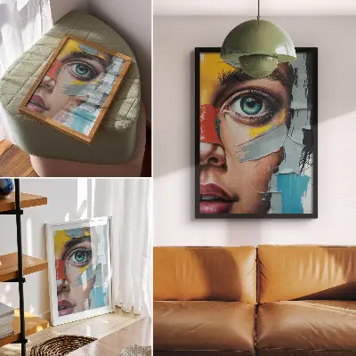Art print moving abstraction featuring energetic colors and diverse textures