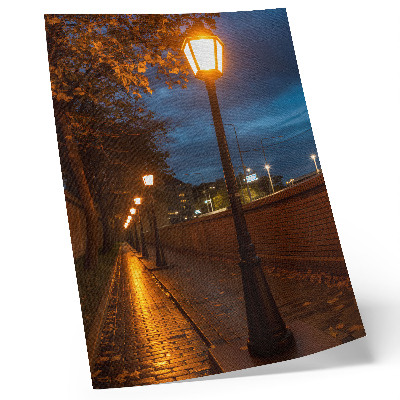 Decorative poster Night alley lamps warm glow peaceful atmosphere