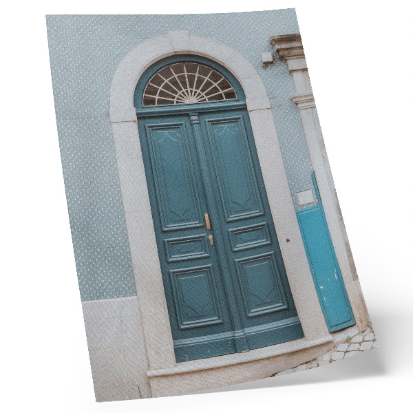 Poster Blue door with white architectural elements