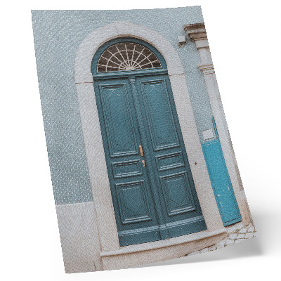 Poster Blue door with white architectural elements