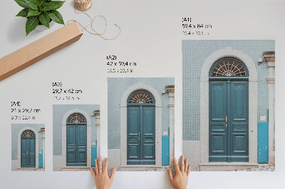 Poster Blue door with white architectural elements