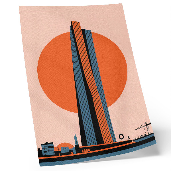 Poster Skyscraper against the background of a circle, minimalism, contrast