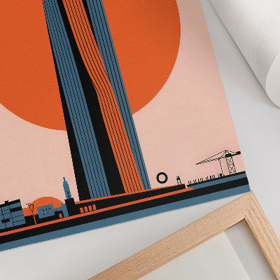 Poster Skyscraper against the background of a circle, minimalism, contrast