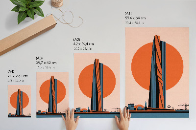 Poster Skyscraper against the background of a circle, minimalism, contrast