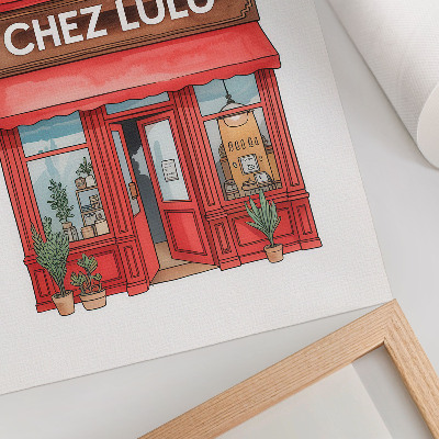 Art print Architecture cafe plants pastel colors