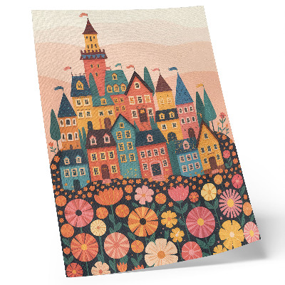 Premium wall art Colorful houses and flowers, idyllic atmosphere